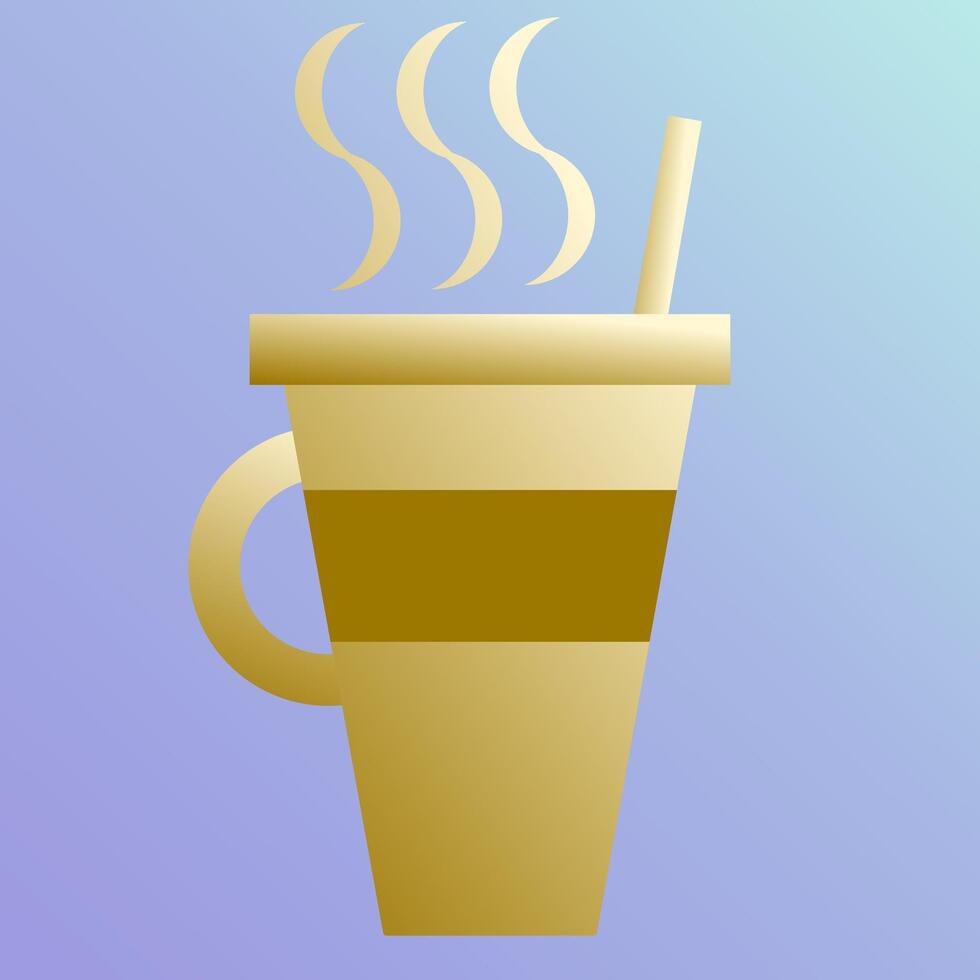 golden coffee cup icon vector
