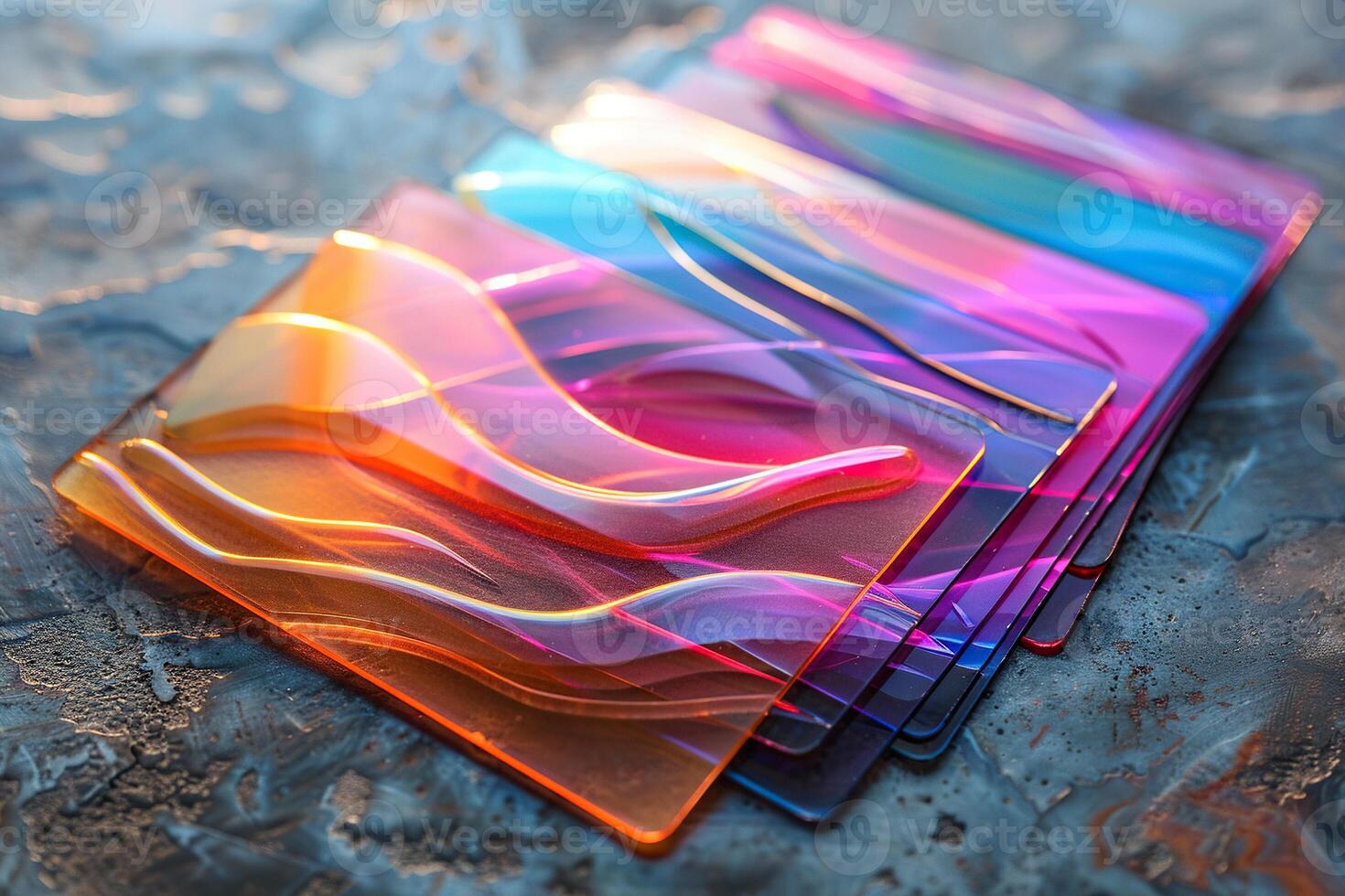 Transparent glass cards on a marble background. Transparent background texture. Generated by artificial intelligence photo