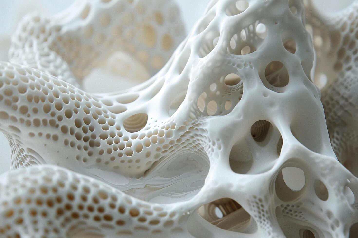 Background with white abstract detailed shape. Dynamic futuristic background. Hyperreal textures and smooth. Generated by artificial intelligence photo