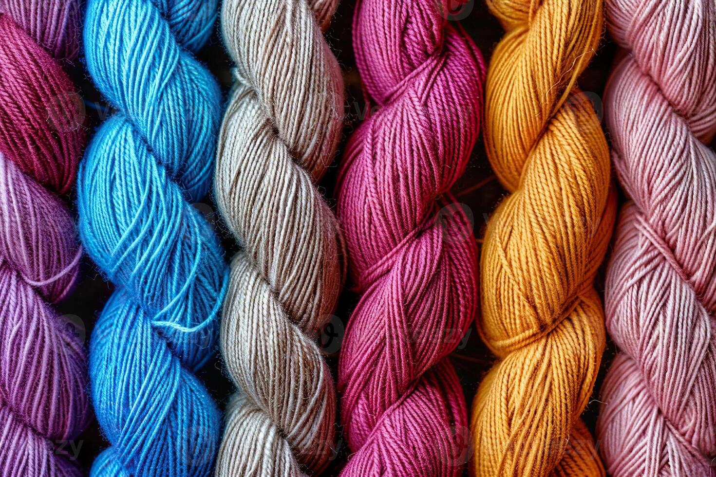 Background with the image of colored twisted threads for sewing, knitting and embroidery. Generated by artificial intelligence photo