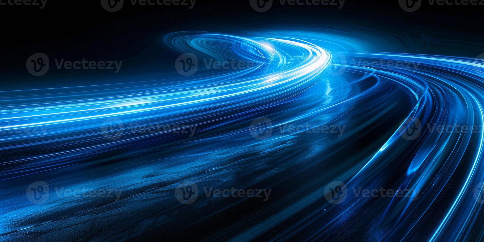 Abstract Swift Blue Light Trails Cascading Against a Dark Background photo