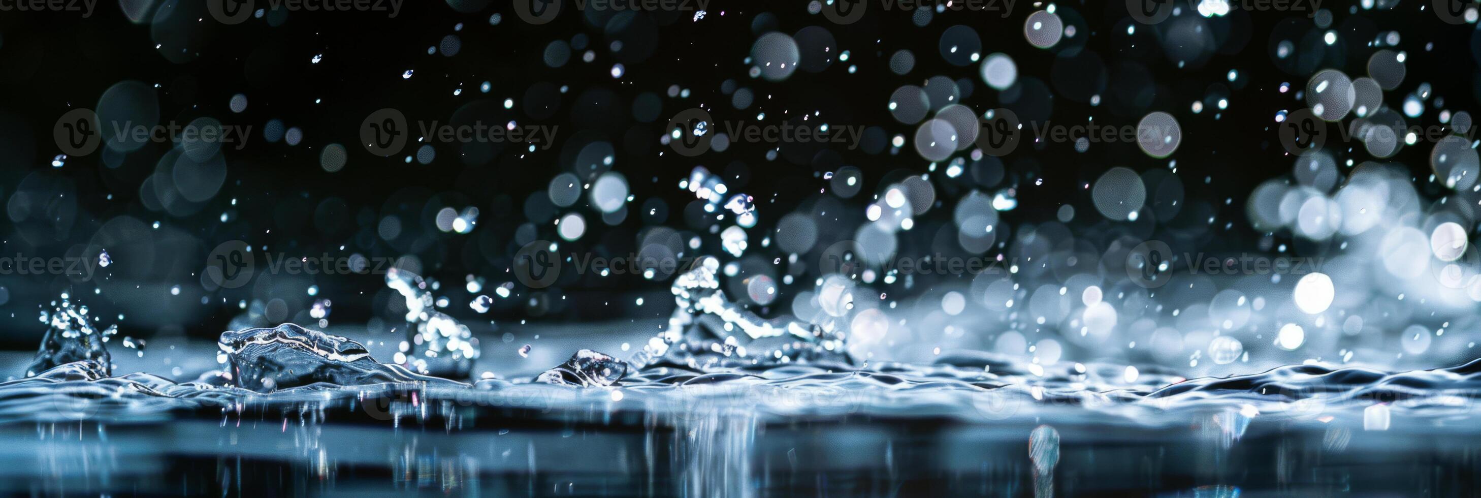 Raindrops Falling on Water Surface Creating Dynamic Ripples photo