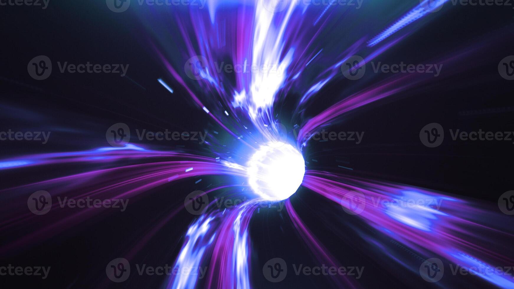 3d render Blue-violet Wormhole time vortex space photo