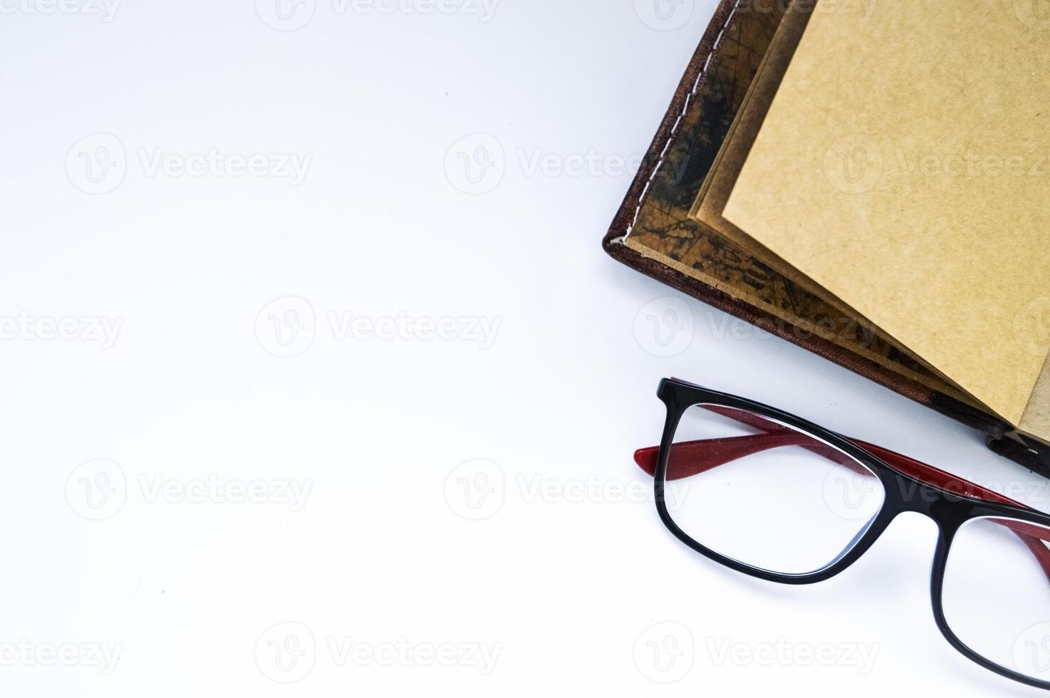 Glasses on white background. Education concept photo