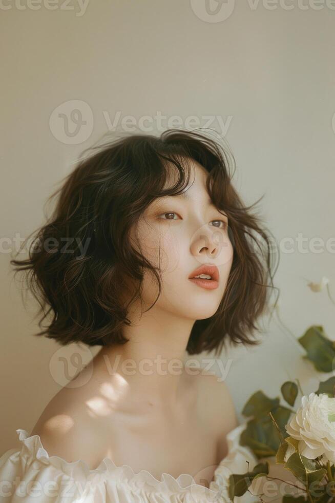 Close up beautiful young aisan woman. photo