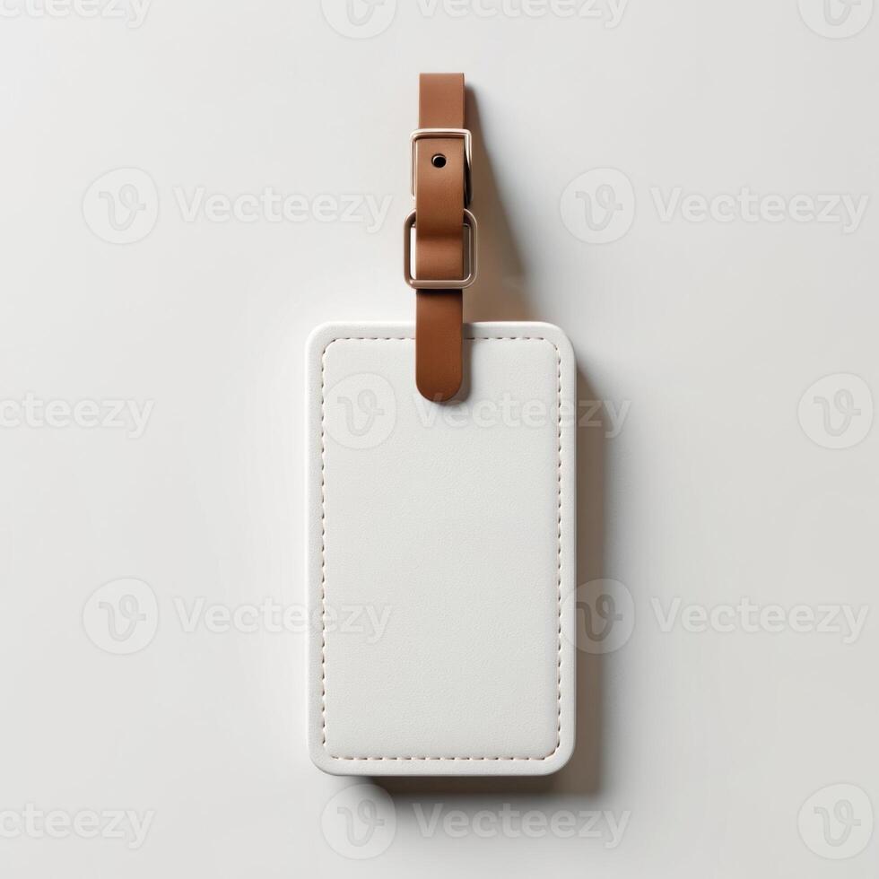 Mockup of a luggage tag with customizable front photo