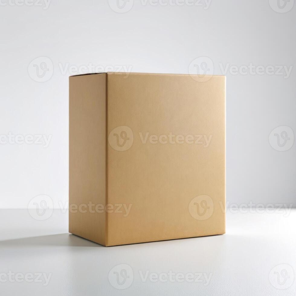 Cardboard box mockup with blank sides for design photo