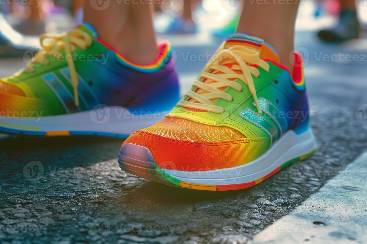 Vibrant Rainbow Sneakers at Pride Day Parade photo