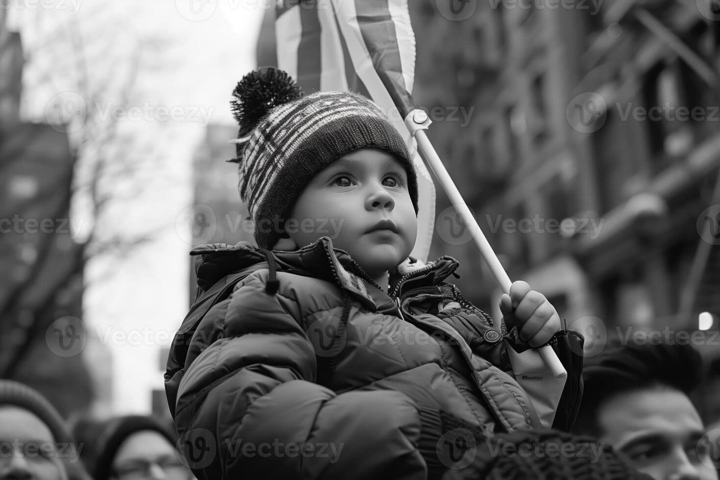 Young Child Holding National Flag photo