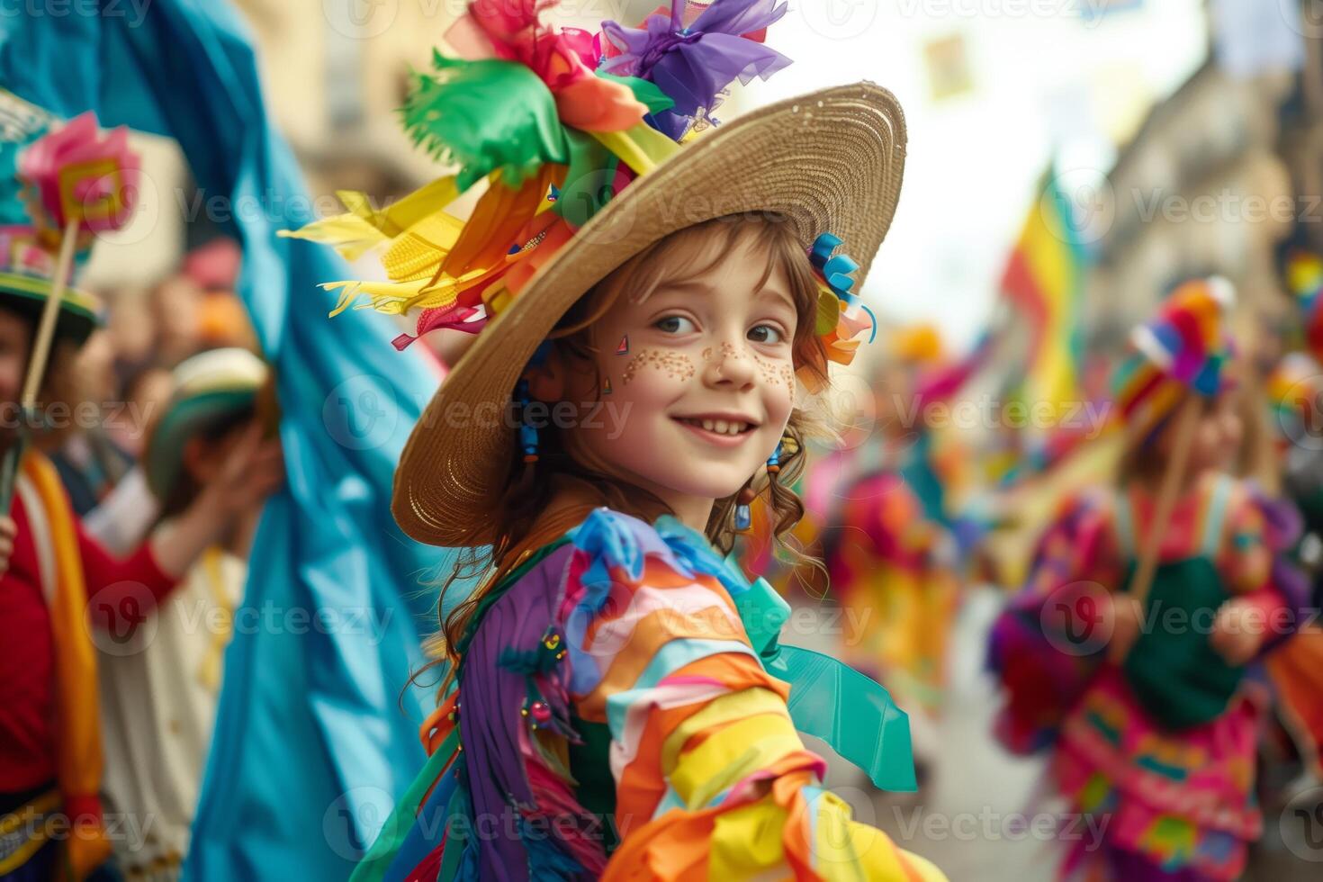 Children Enjoying Colorful Street Festival photo