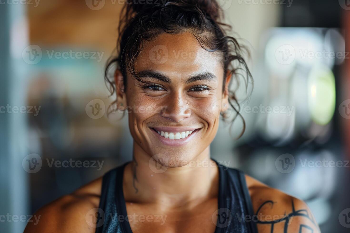 Smiling Female Athlete In Training photo