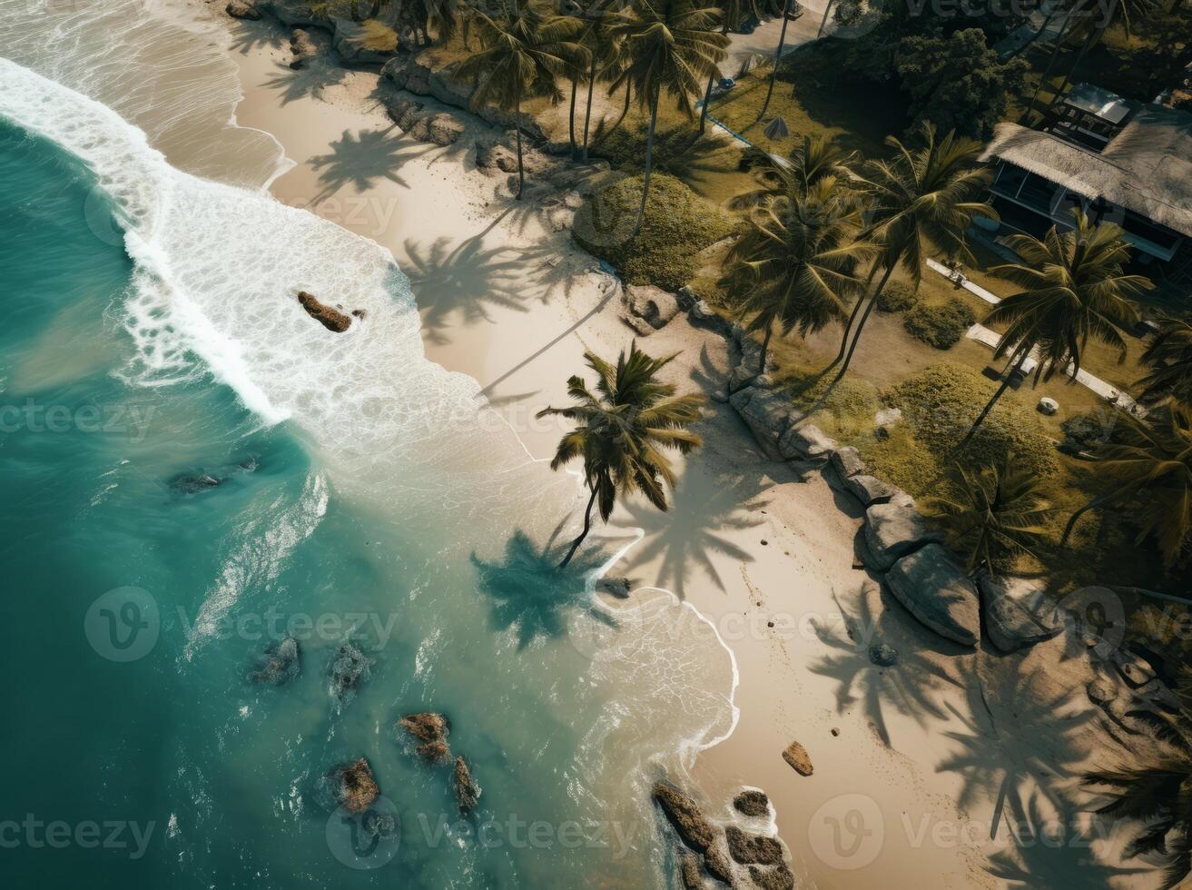 Aerial View Of Tropical Sandy Beach photo