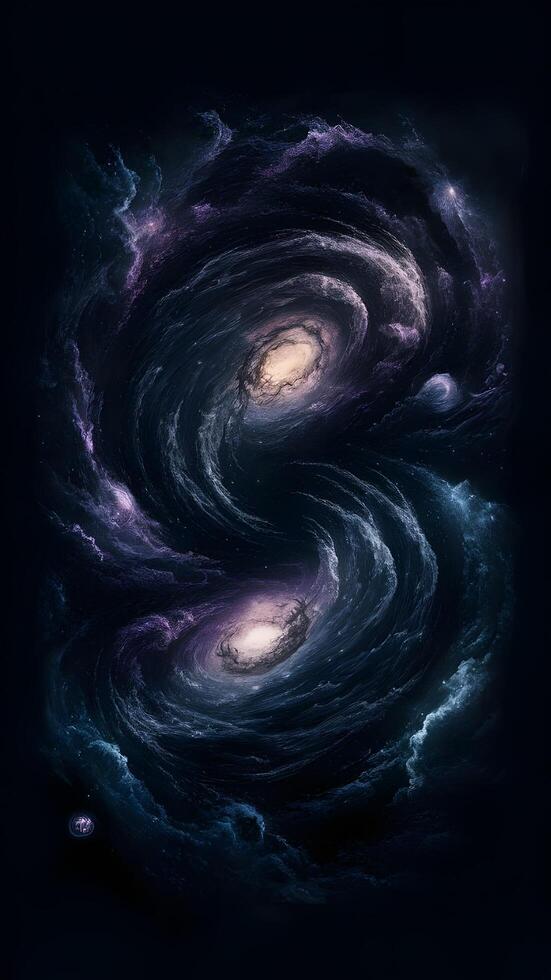 A beautiful painting of the galaxy, filled with colorful stars and planets. photo