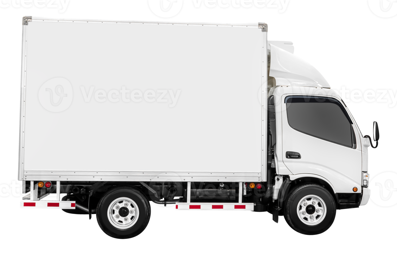 Side view white small refrigerated truck png