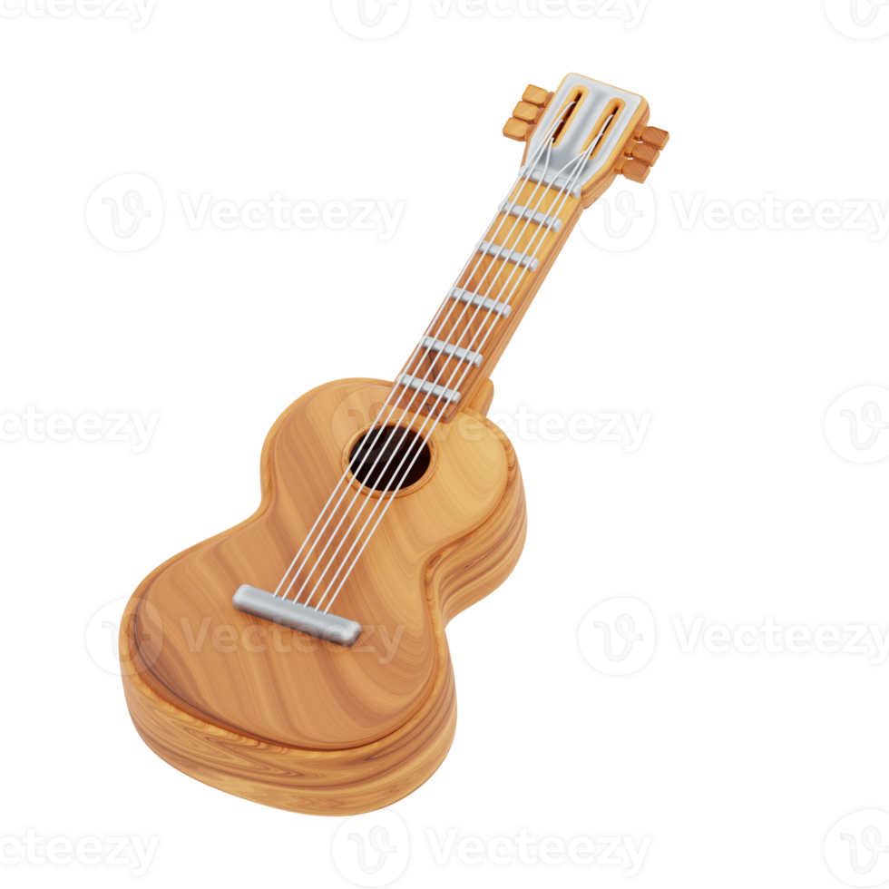 3d illustration acoustic guitar png