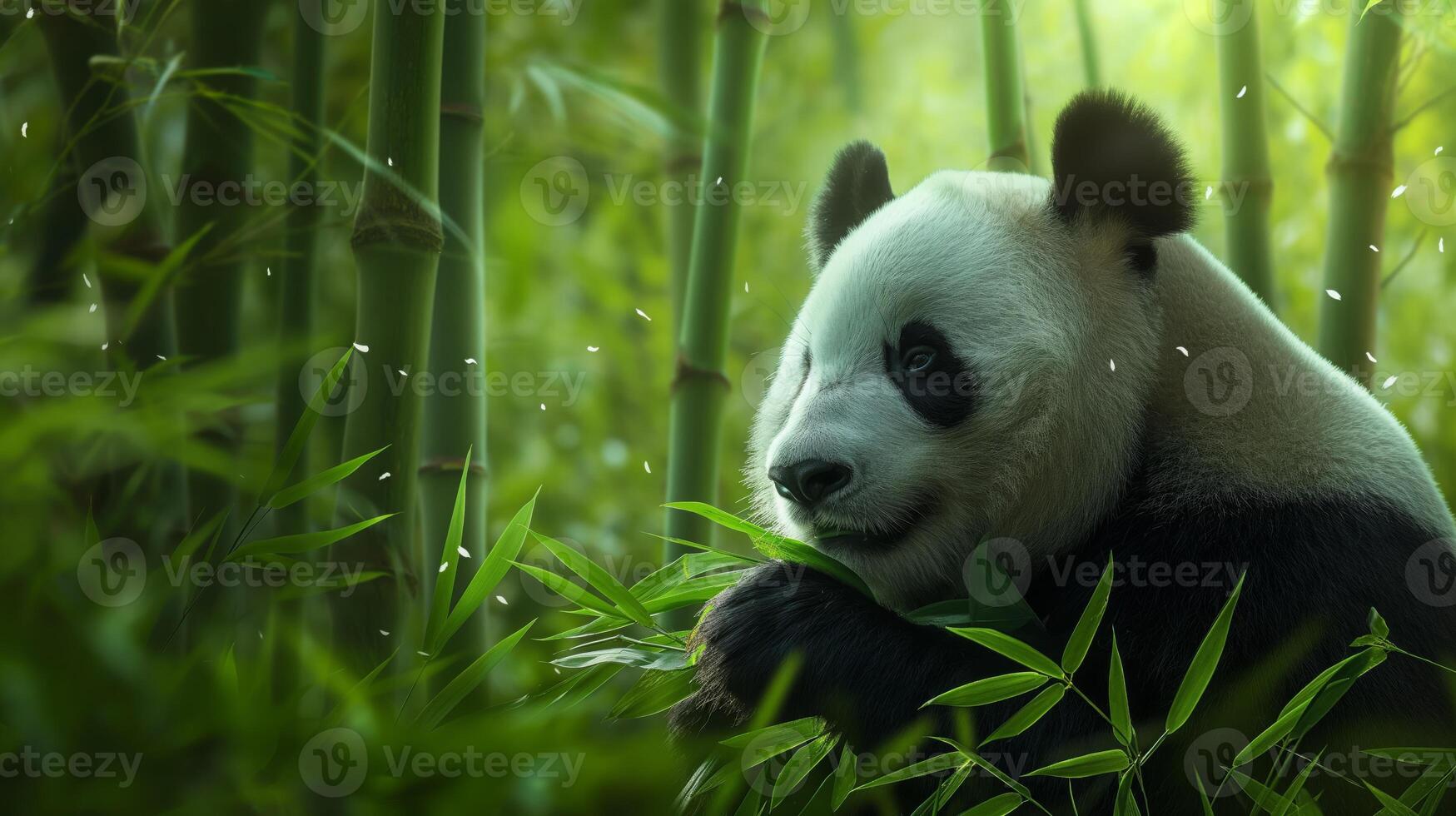 Majestic Giant Panda in Lush Bamboo Forest, Perfect for Nature, Wildlife, and Conservation Themes photo