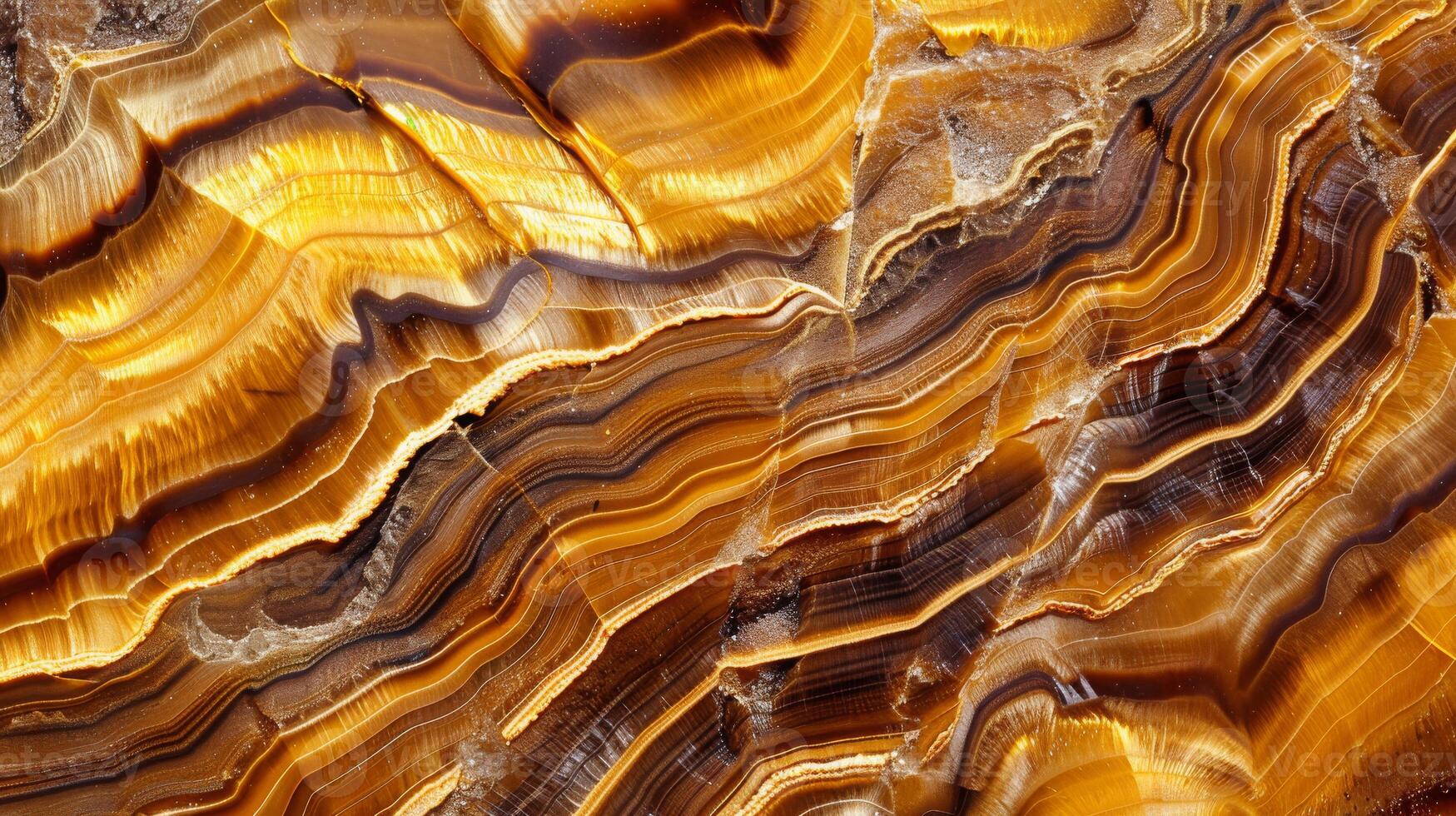 A closeup image showing the intricate details of a tigers eye gemstone photo
