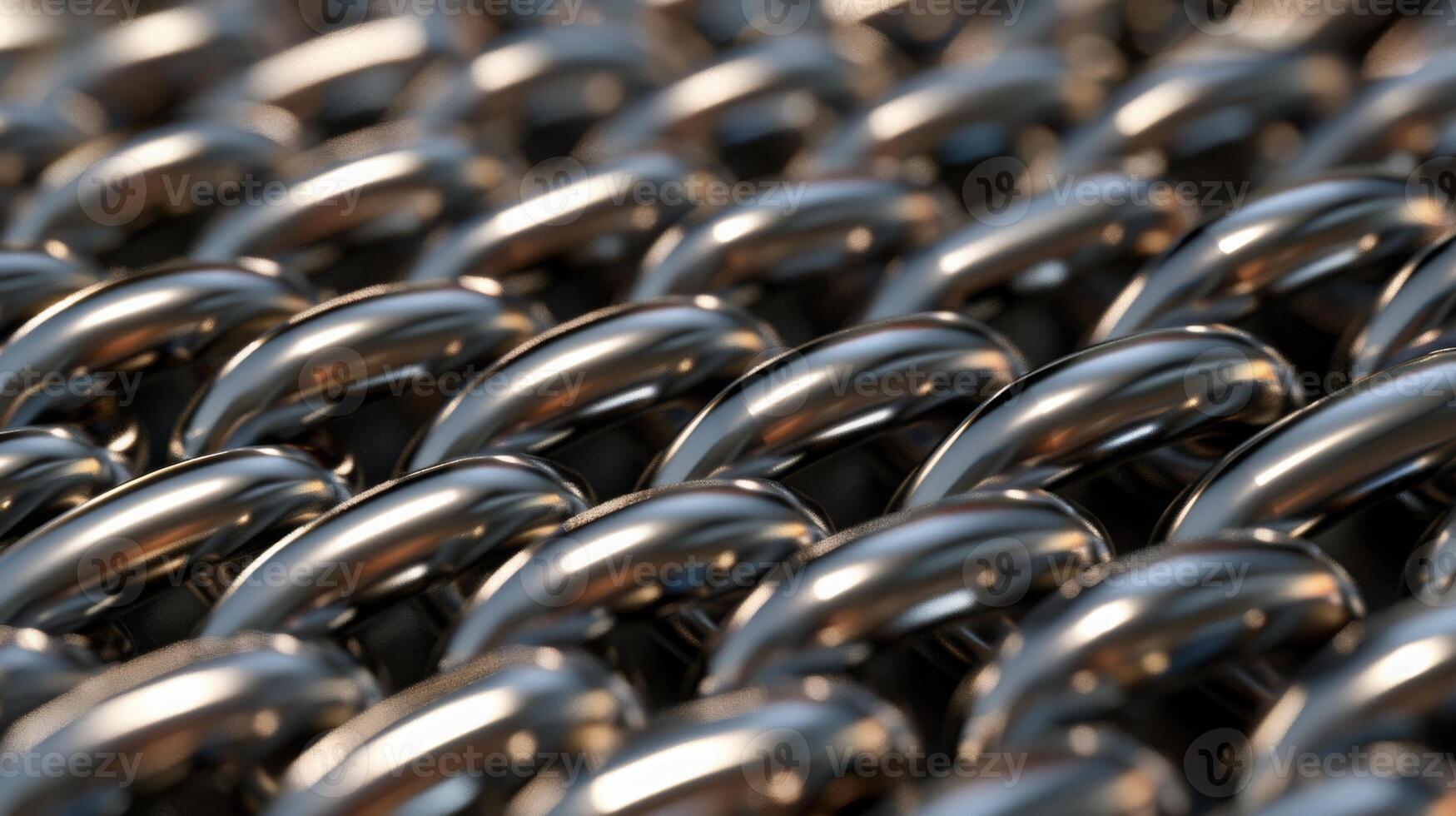 Metallic Chainmail Texture Close-Up, Shiny and Interlocking Rings, Ideal for Industrial and Design Uses photo