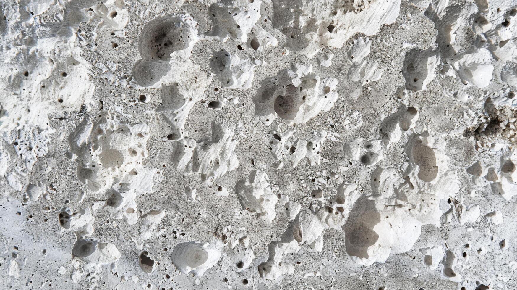 A close up photo showing a concrete surface with noticeable holes in it