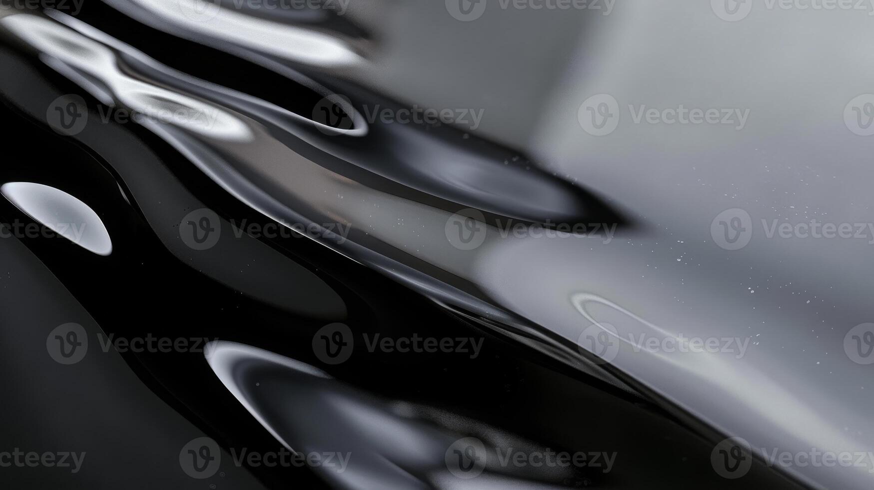 Glossy Lacquered Metal Surface, Reflective Black and White Abstract Textures, Suitable for Modern Art Prints and Background Design photo
