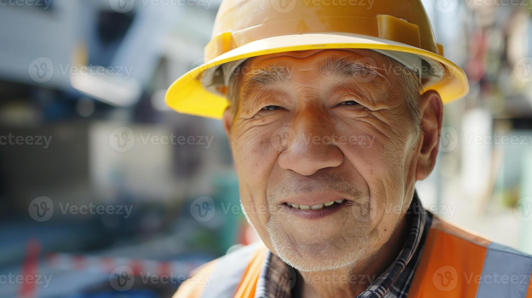 Senior Japanese Construction Worker Portrait, Diverse Workforce Representation, Industrial Safety Concept for Business and Editorial Use photo