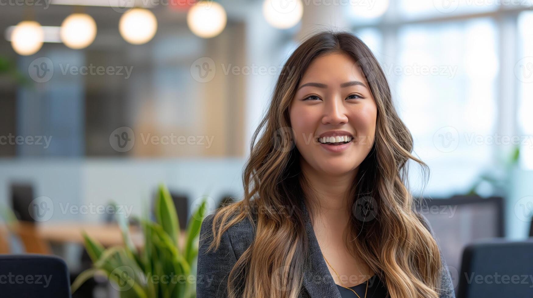 Professional Portrait of a Southeast Asian Woman in a Modern Office Setting for Business, Corporate, or Editorial Use photo