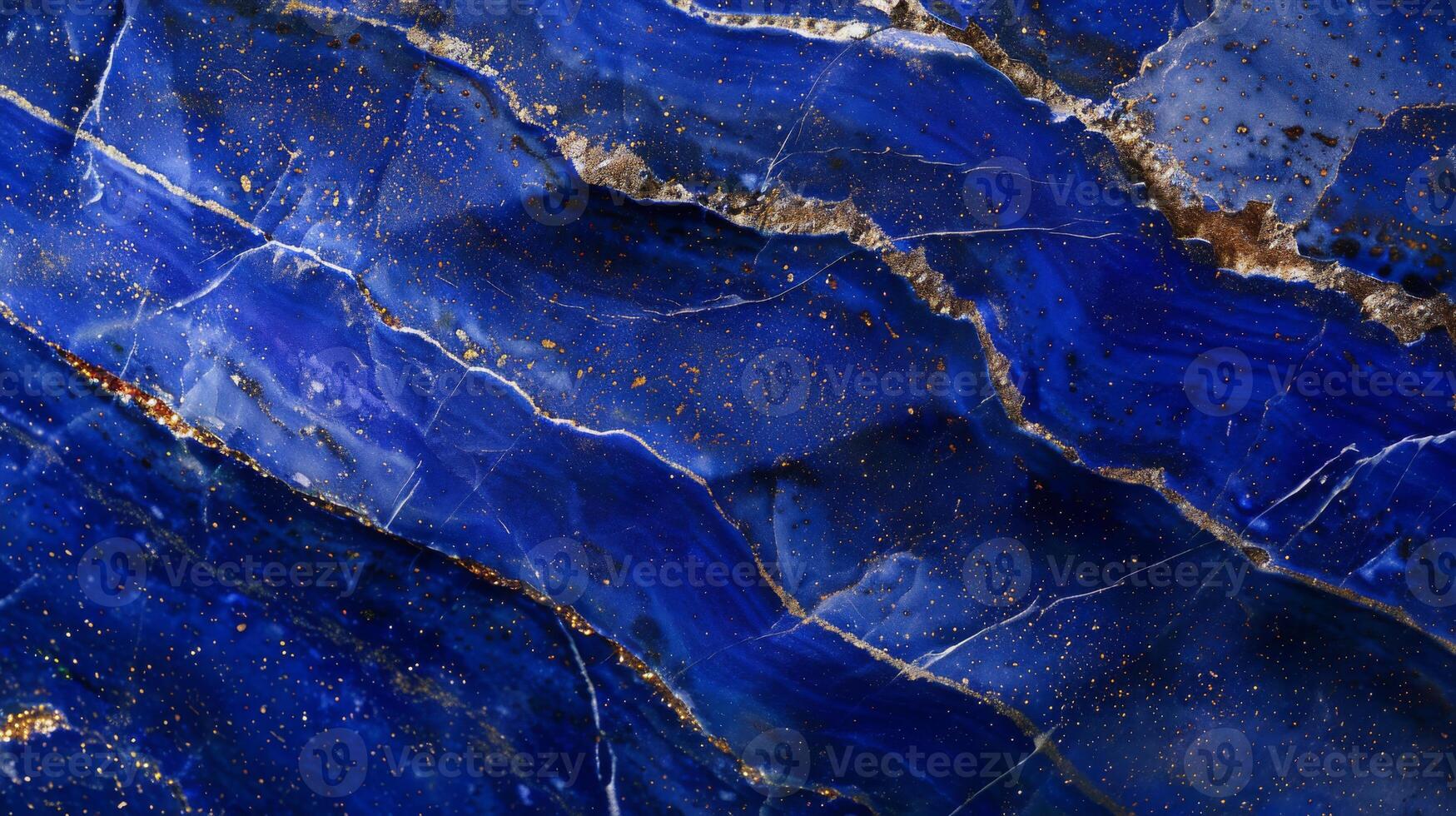 Detailed View of Smooth Polished Lapis Lazuli Stone with Gold Veins for Design and Decoration photo