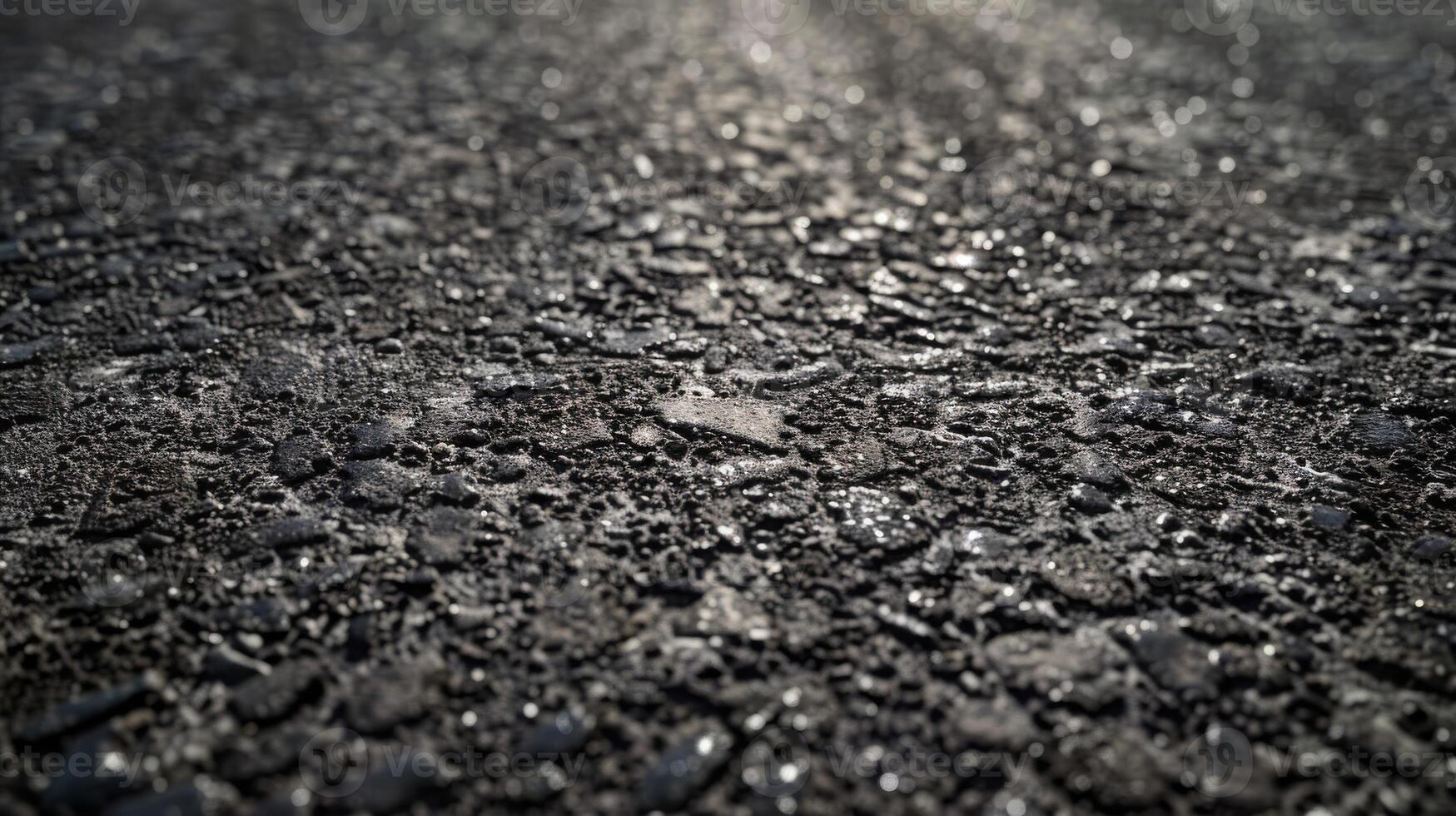 Rough Textured Asphalt Road Surface with Glimmering Pebbles, Ideal for Industrial Design and Urban Background Concepts photo