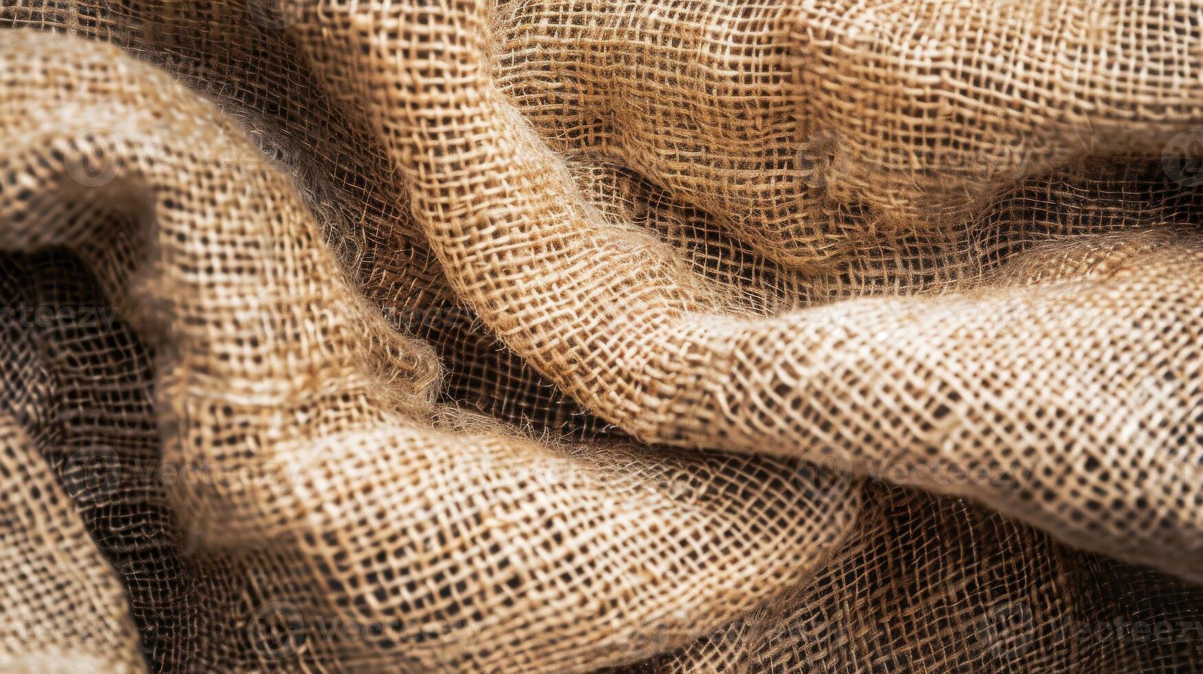 Coarse Burlap Fabric Texture in Detailed View, Ideal for Backgrounds, Design Elements, and Art Projects photo