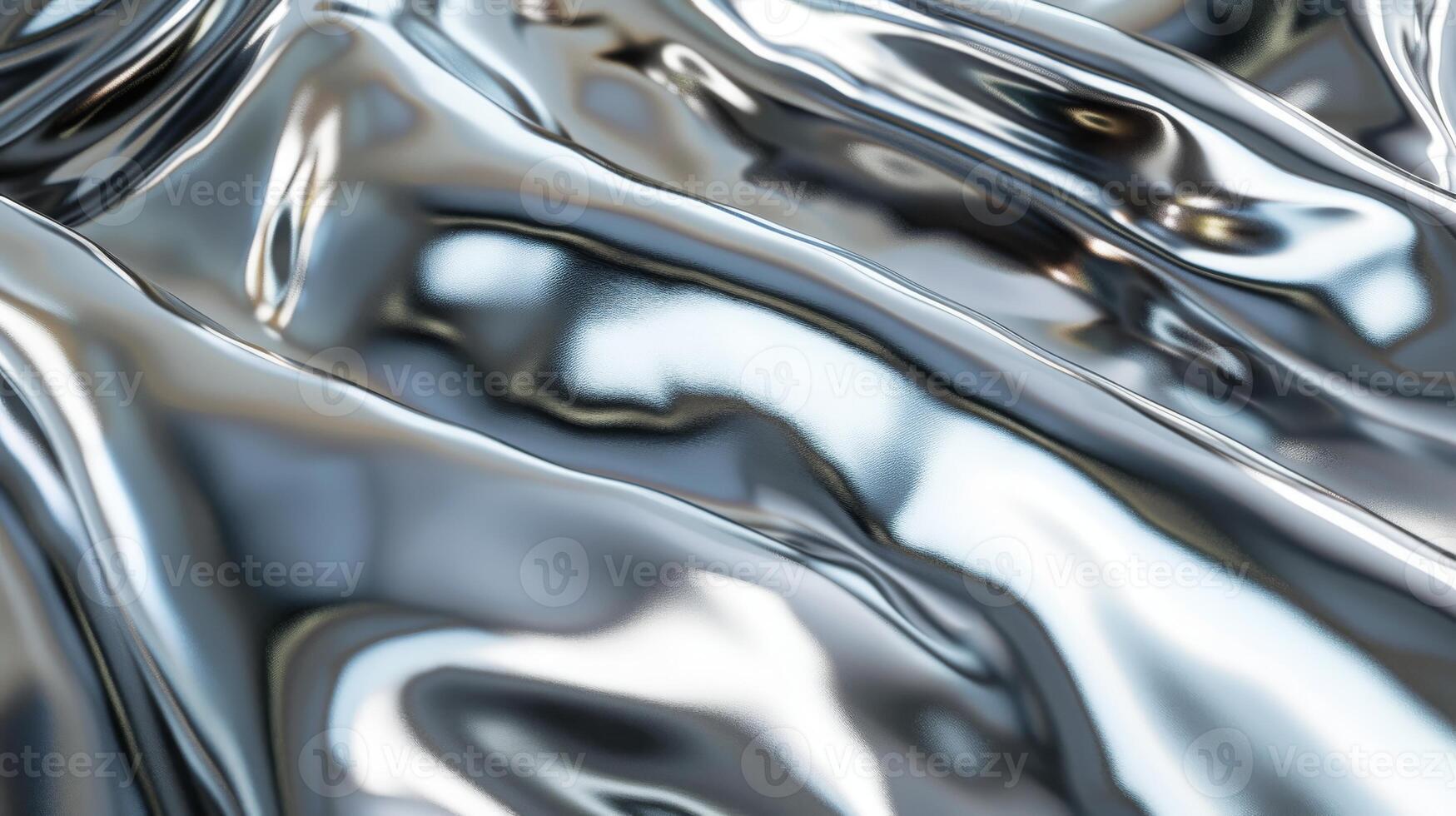 Smooth Reflective Chrome Surface with Fluid Waves, Abstract Metallic Texture for Modern Design and Background photo