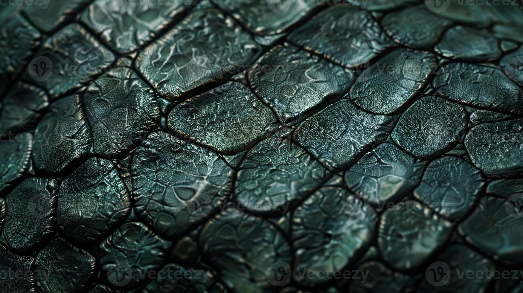 Close Up of Green Textured Reptile Skin Surface, Perfect for Nature, Biology, and Background Design Elements photo