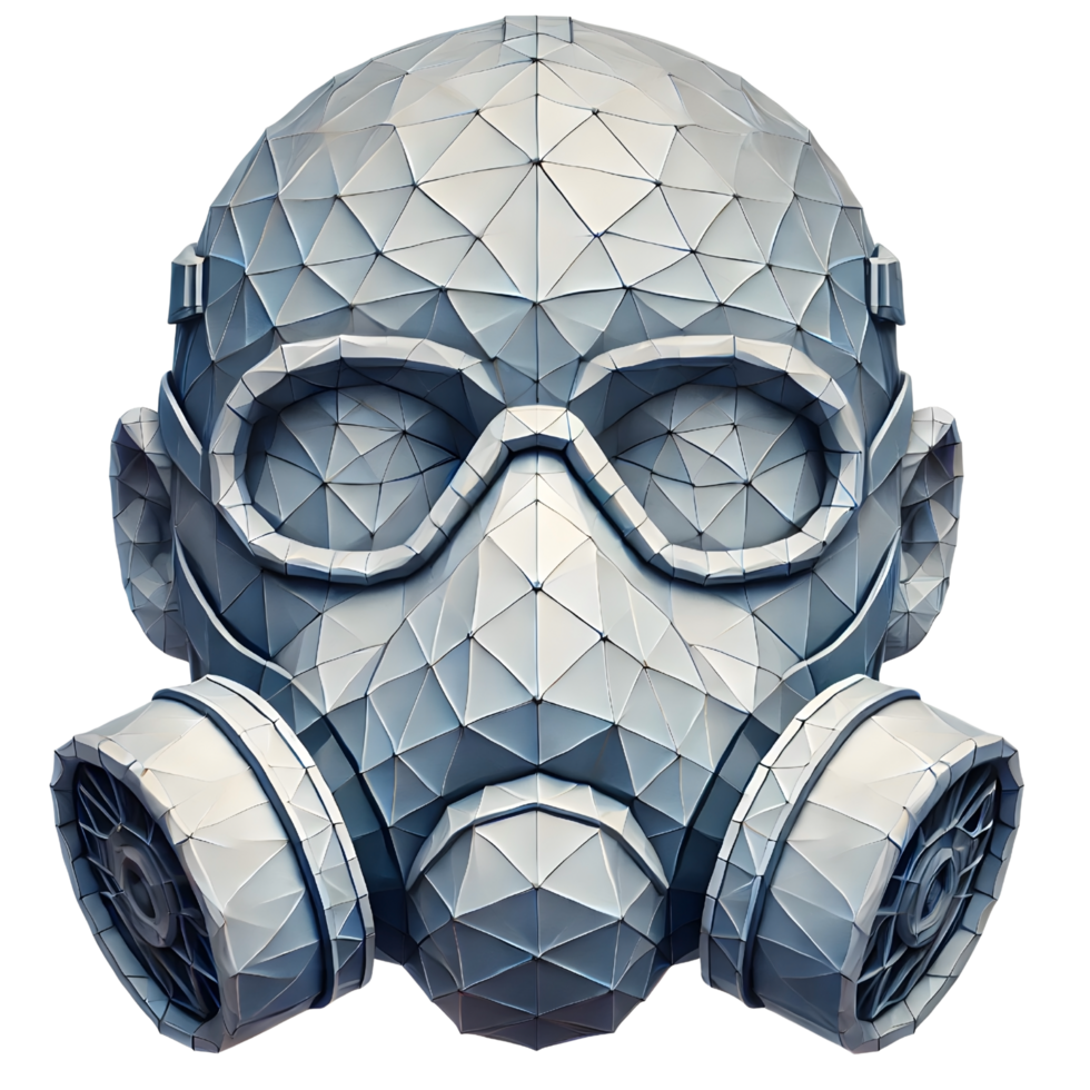 low poly 3D icon smog mask pollution theme png