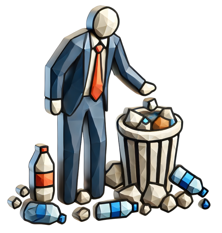 3D illustration of littering scene png