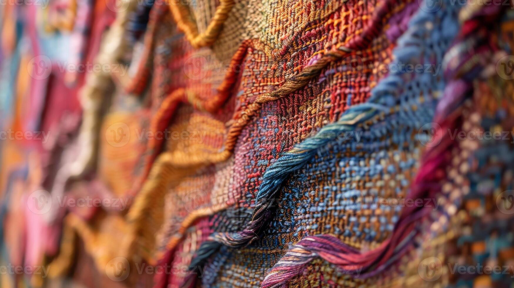 Vividly Colored Handwoven Tapestry with Intricate Textures and Patterns, Perfect for Home Decor and Art Projects photo