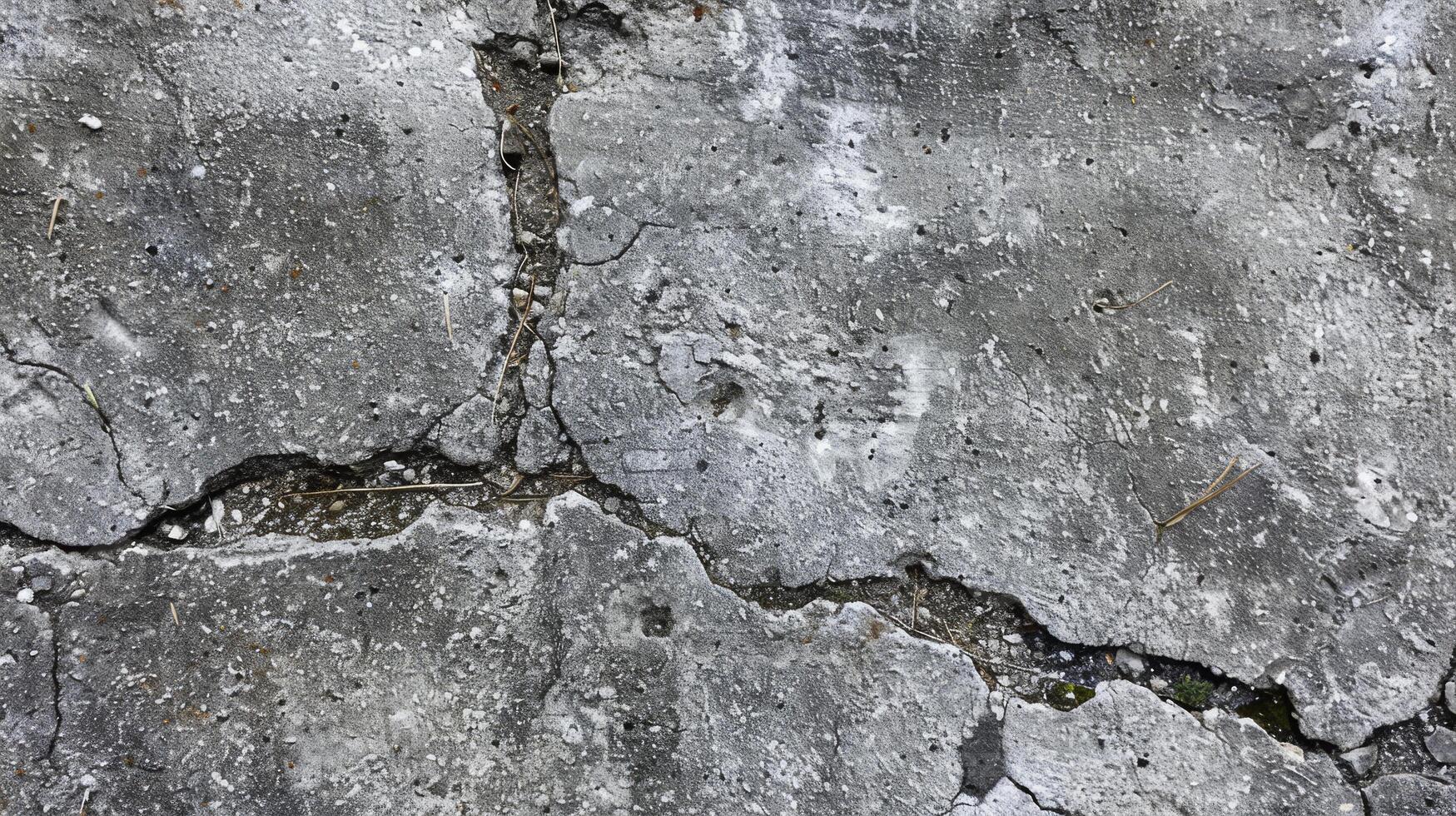 Cracked concrete surface with various keywords describing its features photo