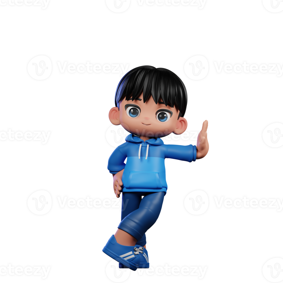 3d Cartoon Character with a Blue Shirt and Blue Pants Acting Cool Pose png