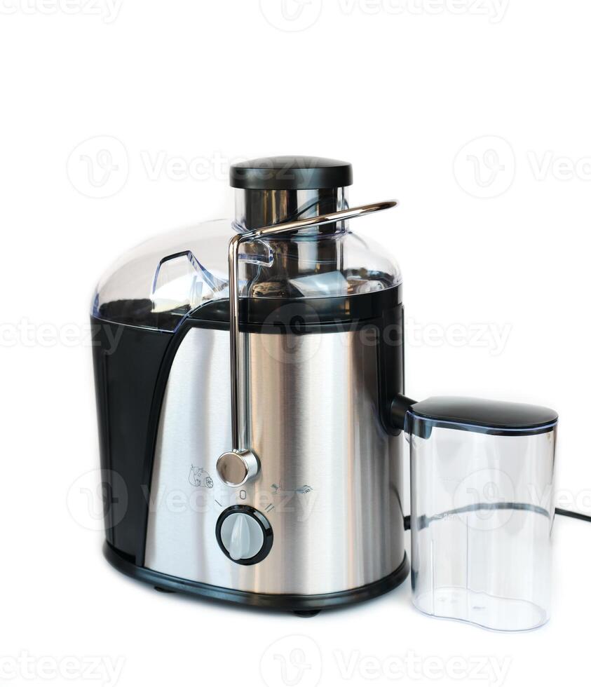 Modern electric juice extractor isolated on white background. photo