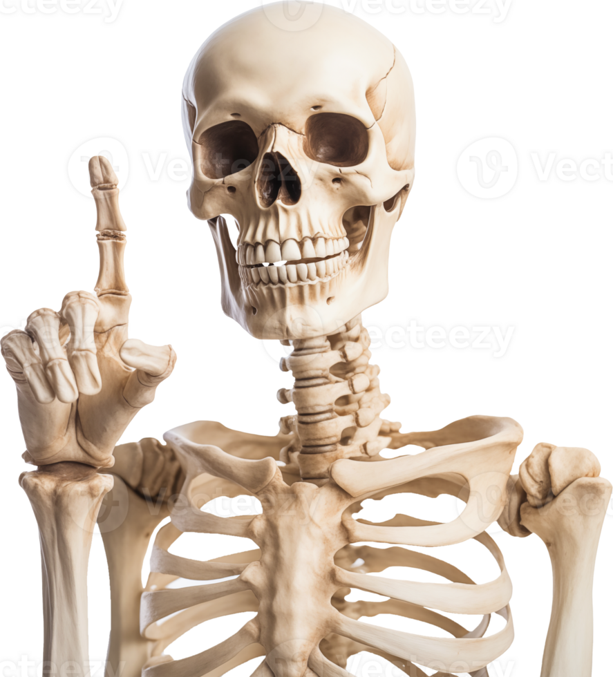 Human skeleton with pointing pose png