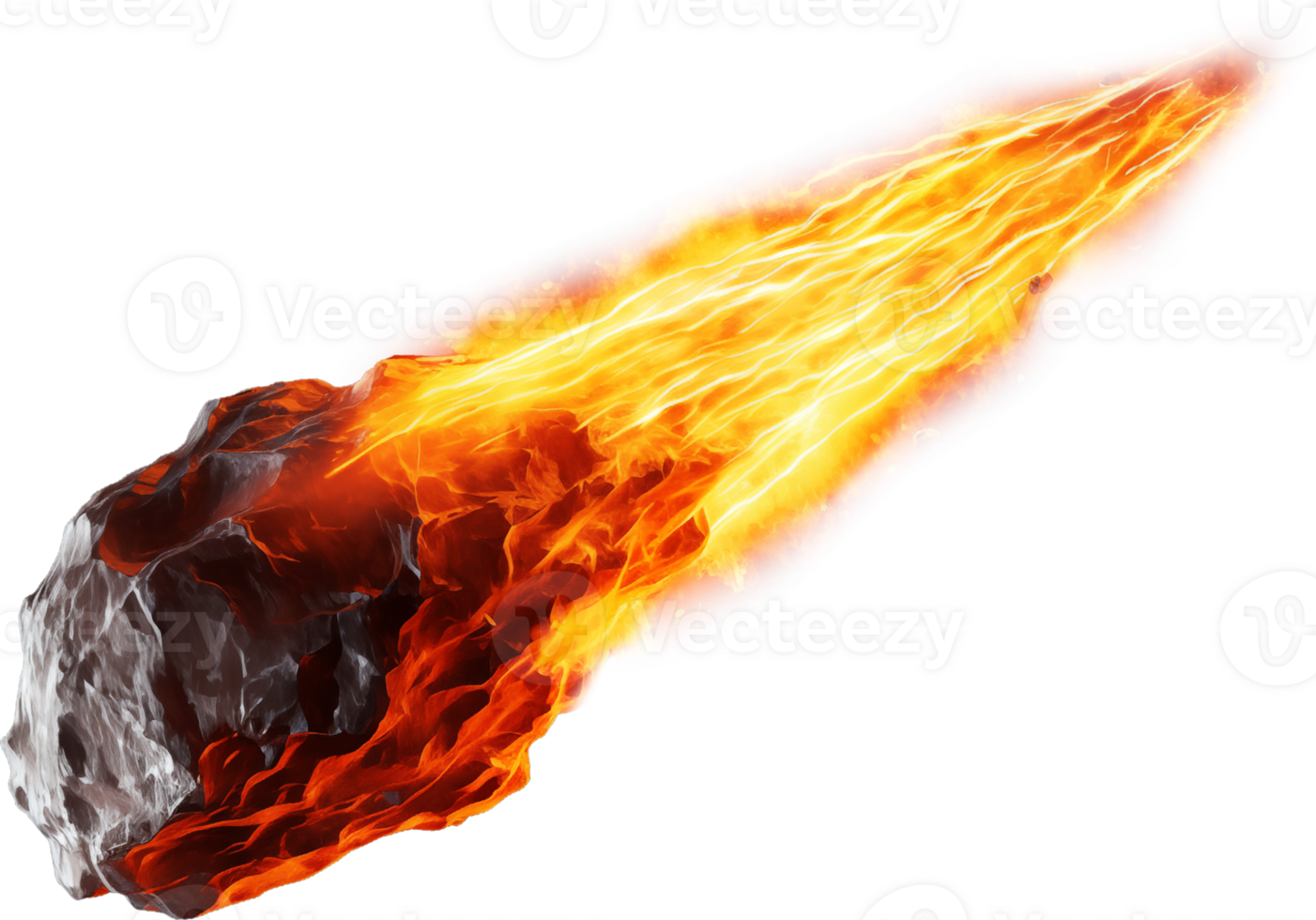 Burning meteor with fire tail png