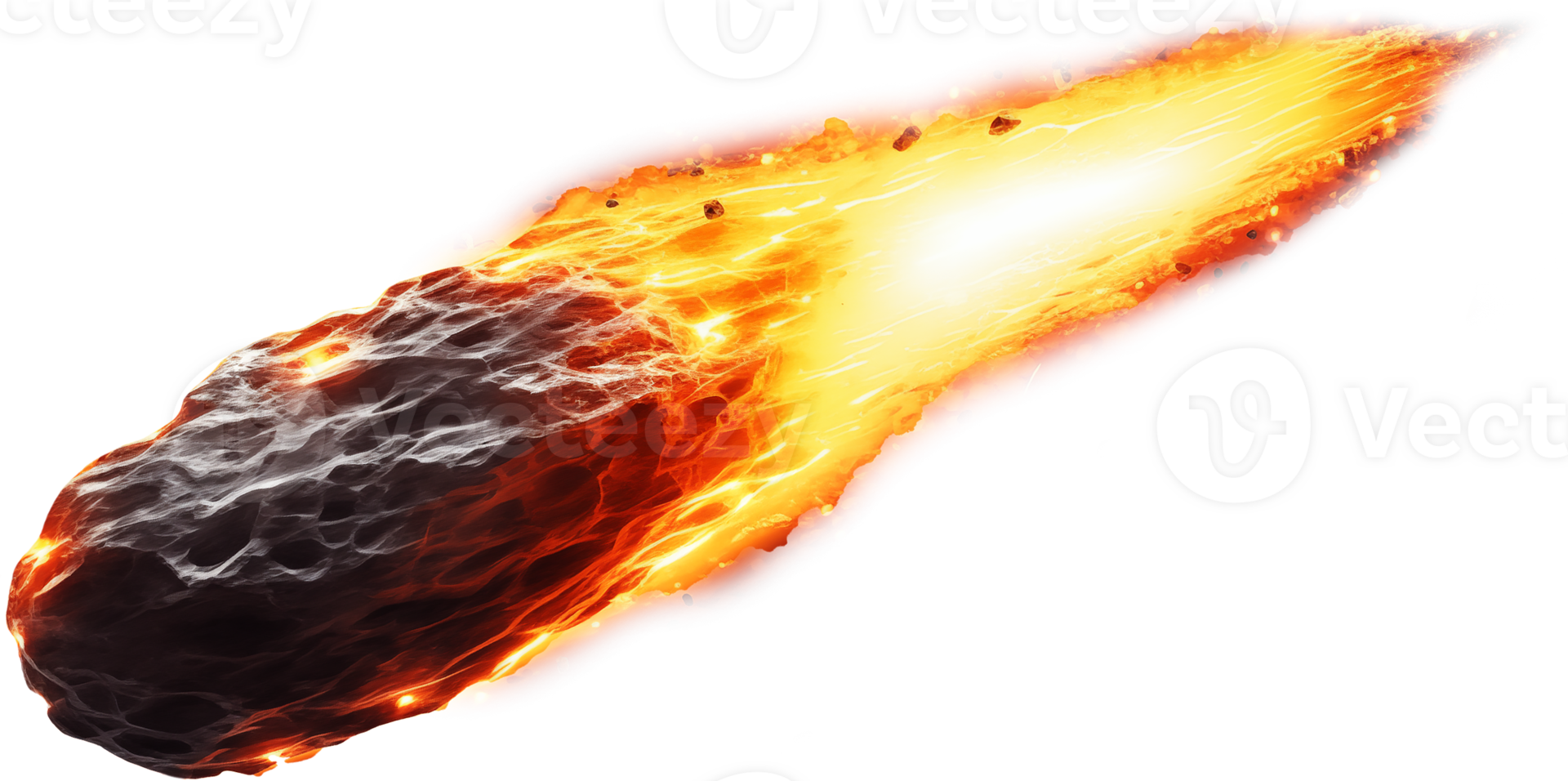 Burning meteor with fire tail png