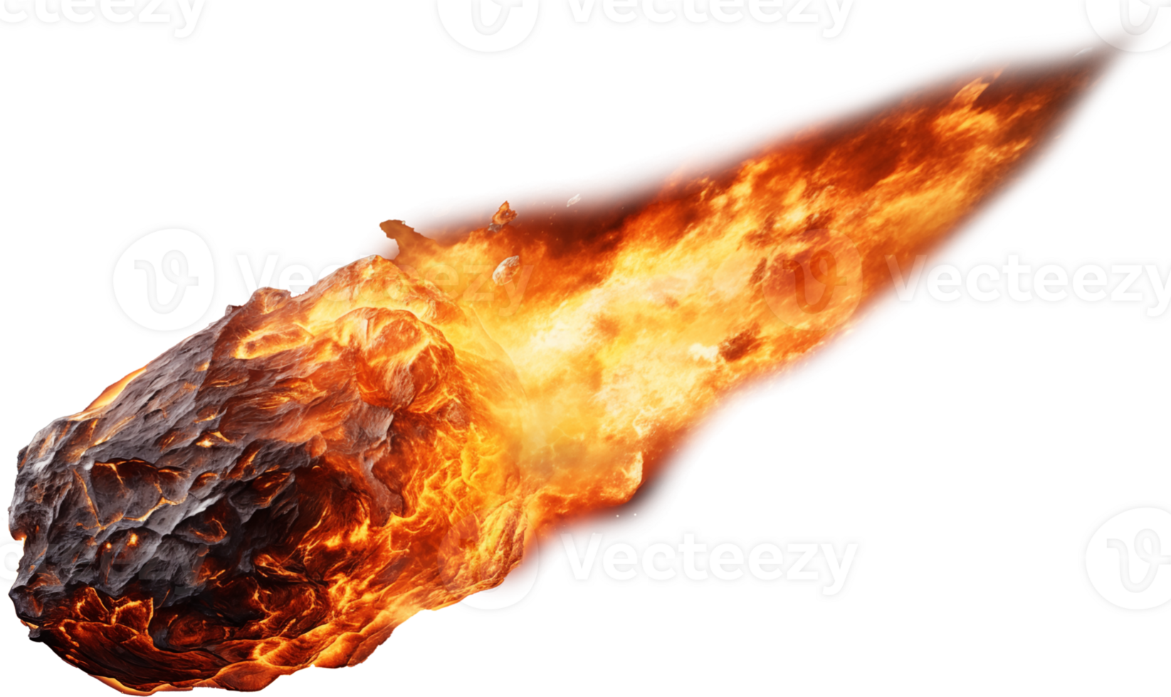 Burning meteor with fire tail png