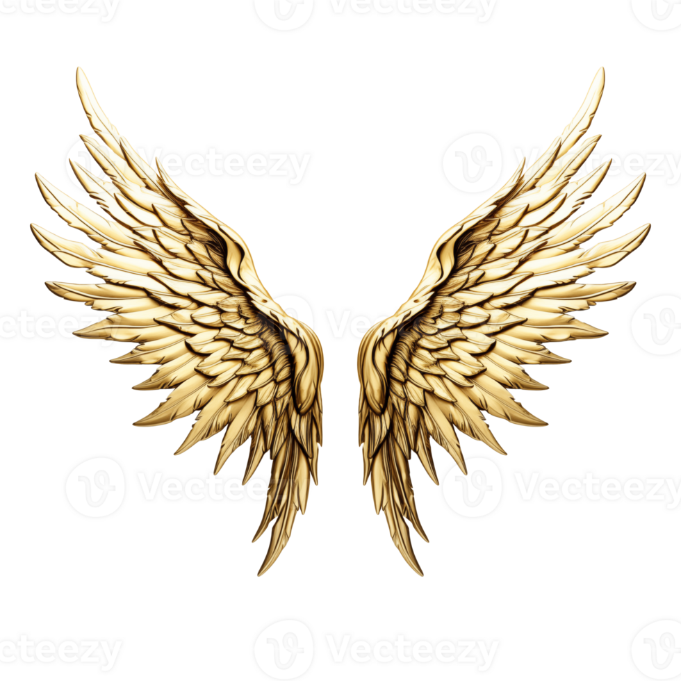 Golden wing isolated on transparent background png