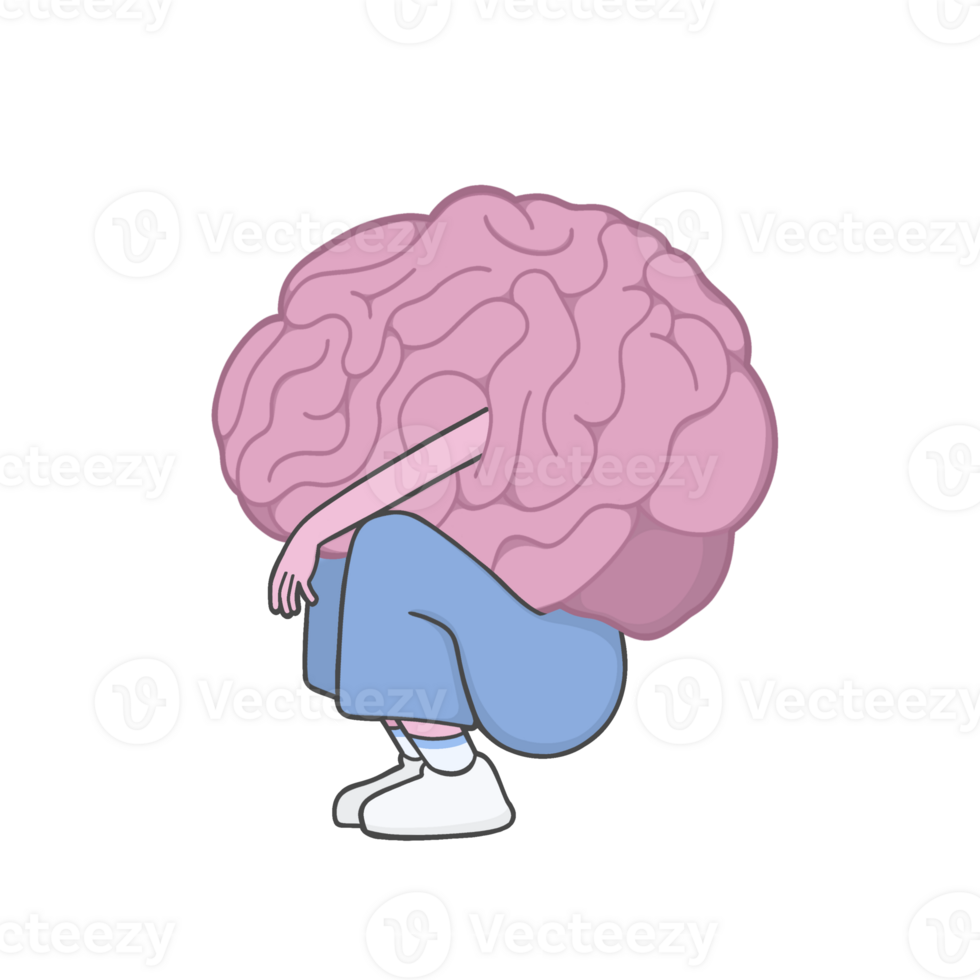 Brain Squatting Illustration Transparent Background png
