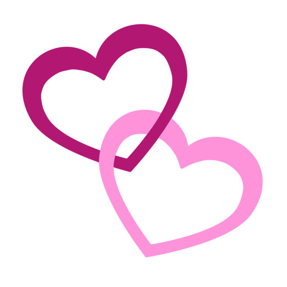 Two Pink Love Hearts Intertwined on a Transparent Background png