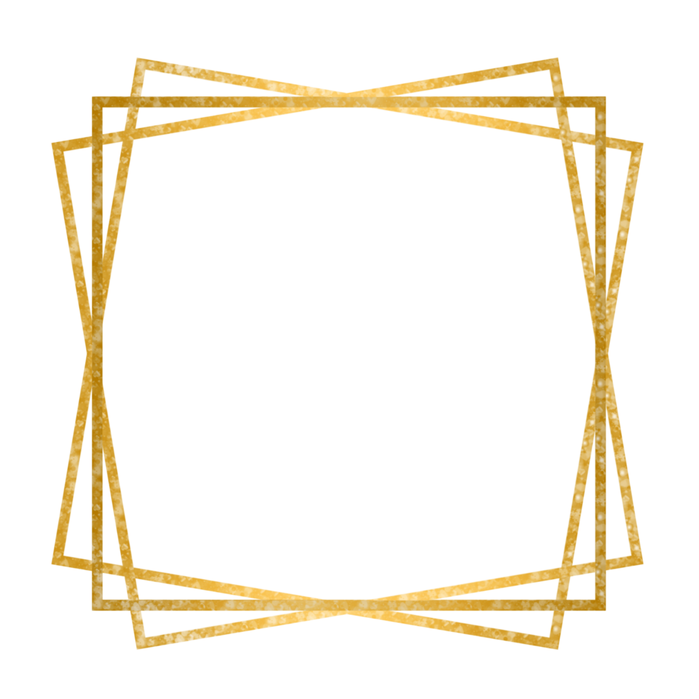 Glittery Gold Geometric Frame on a Transparent Background png