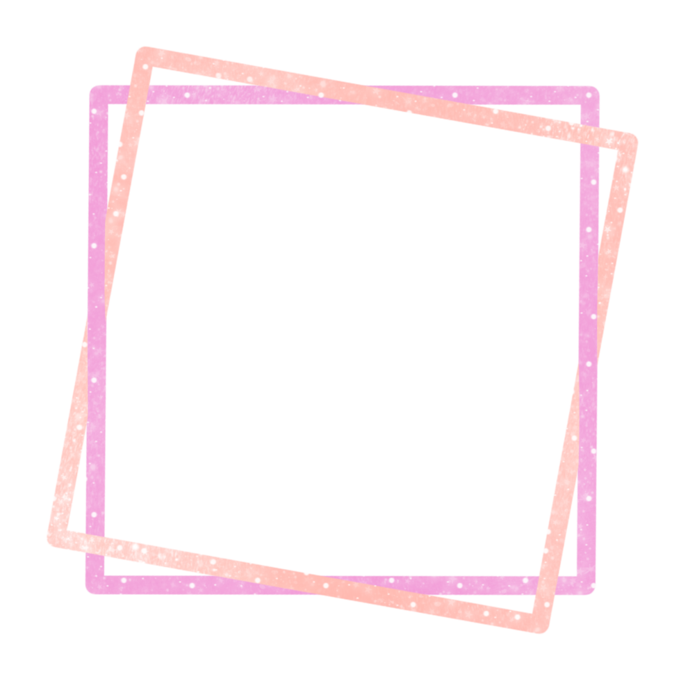 Pink and Peach Coloured Square Frame on a Transparent Background png