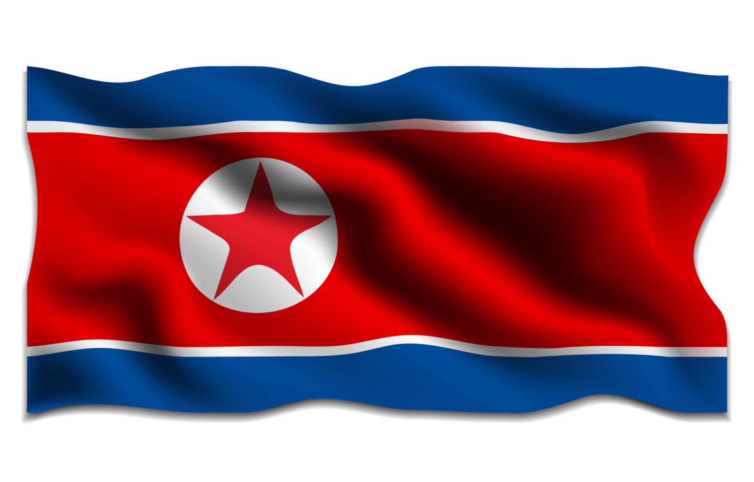 Waving flag of North Korea. State symbol of North Korea png