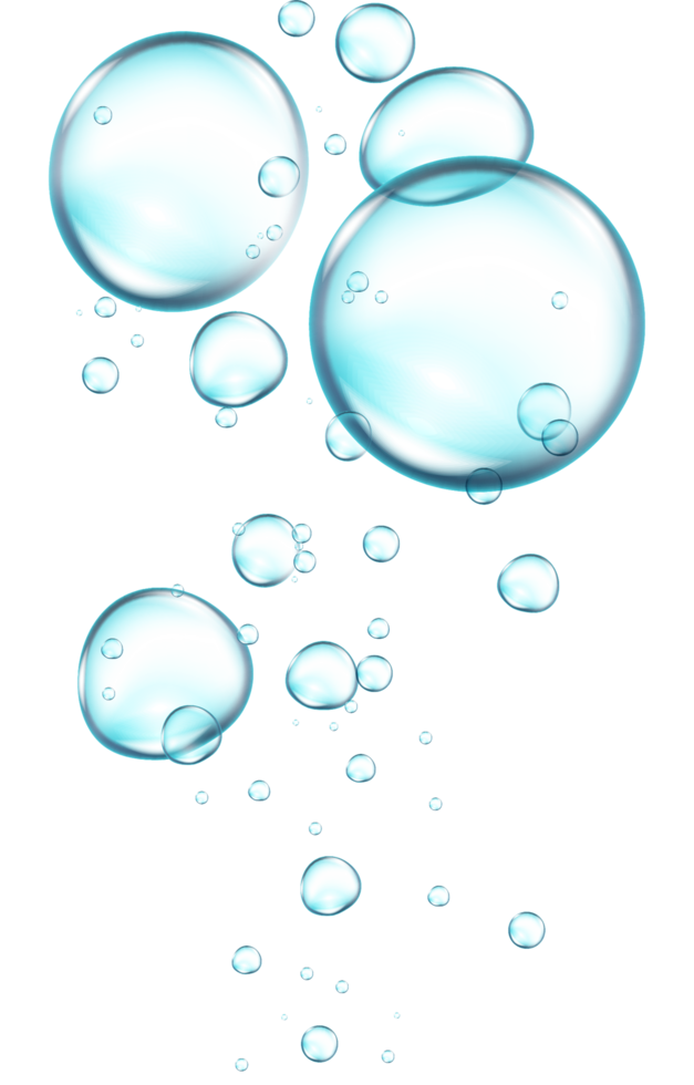 Realistic water bubbles in transparent background png