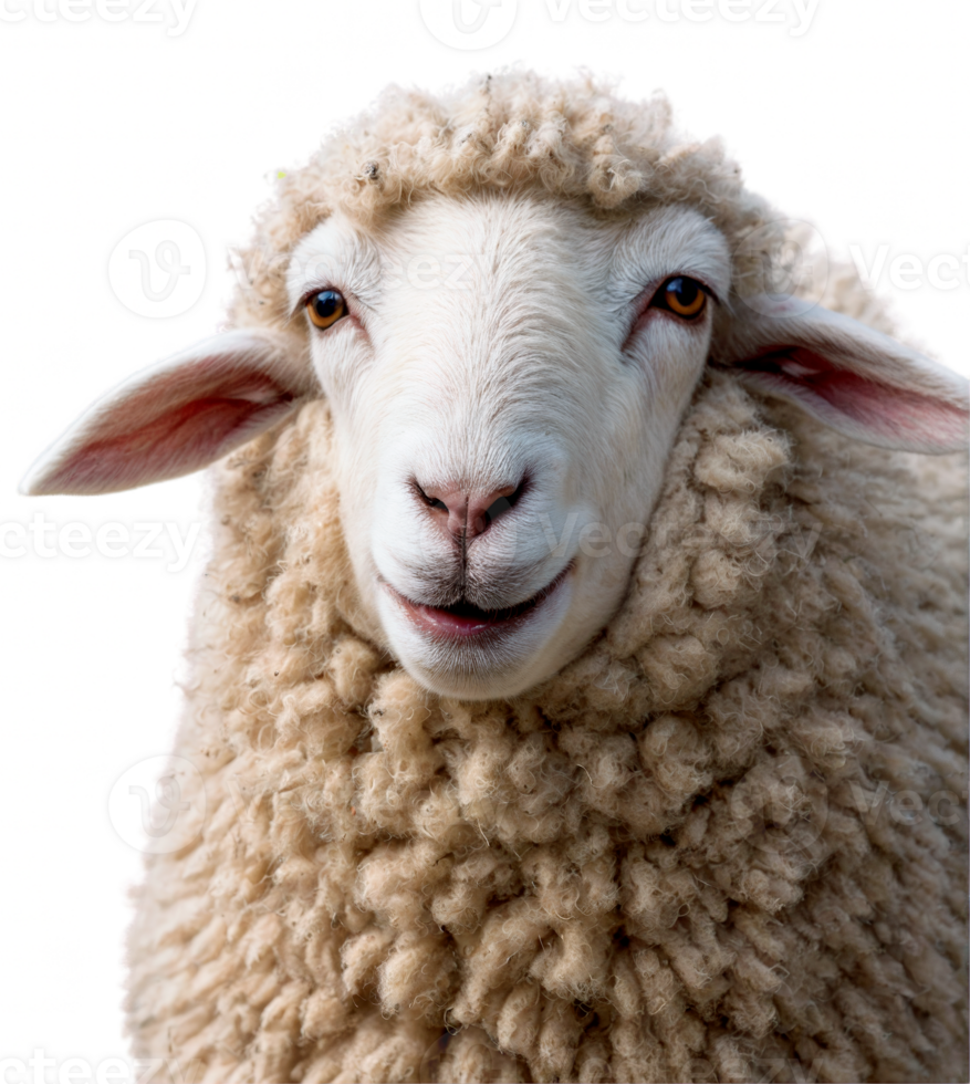 Portrait of a funny sheep isolated on transparent background png