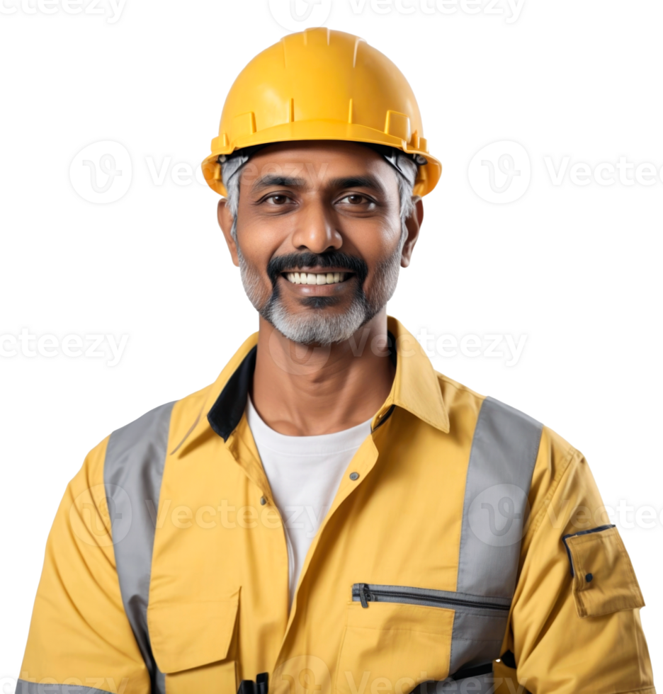 Happy indian engineer worker isolated on transparent background png